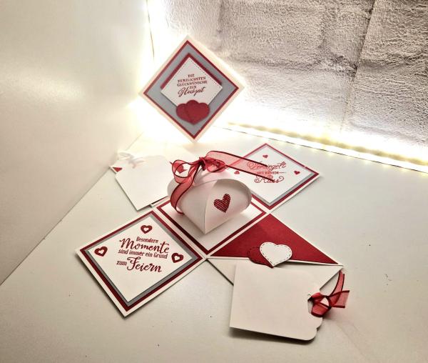 Explosionsbox Hochzeit | Geldgeschenk | Zierschachtel | Namen individualisierbar 7x7x7cm oder 10x10x10cm